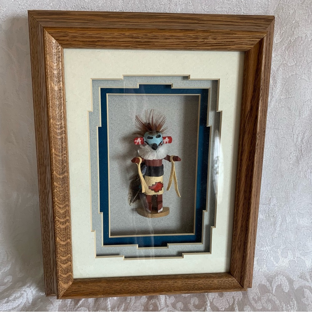 Plains Indians A’Hote Hand Made Kachina Doll In Original Shadow Box 10.5 x 8.25